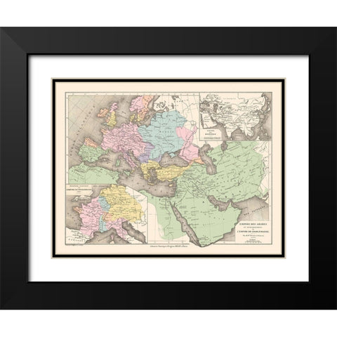 Arabian Empire Carolingian Empire Middle East Black Modern Wood Framed Art Print with Double Matting by Drioux