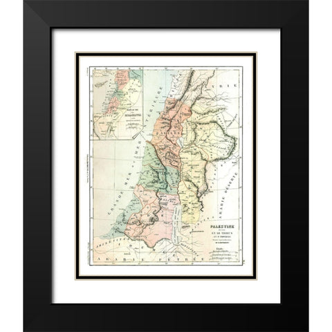 Middle East Palestine Kingdom of Israel Black Modern Wood Framed Art Print with Double Matting by Cortambert
