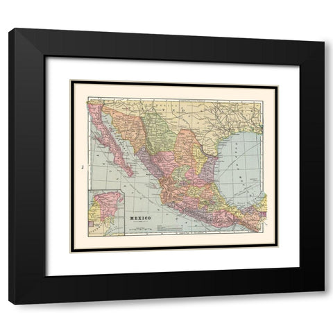 Mexico - Cram 1892 Black Modern Wood Framed Art Print with Double Matting by Cram