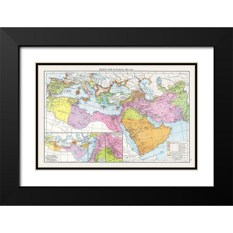 Middle East Caliphate to 945 - Droysen 1886 Black Modern Wood Framed Art Print with Double Matting by Droysen