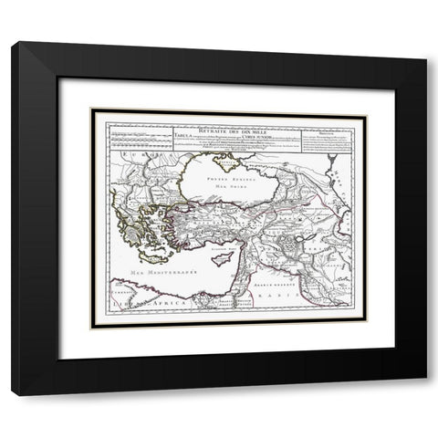 Middle East Turkey Greece Iraq - De Lisle 1731 Black Modern Wood Framed Art Print with Double Matting by De L''isle