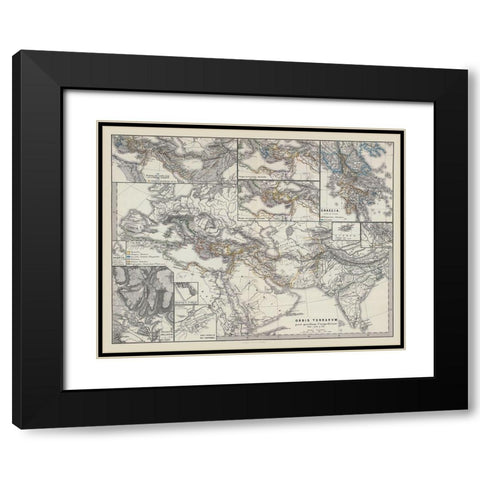 Middle East Asia Europe - Spruner 1865 Black Modern Wood Framed Art Print with Double Matting by Spruner