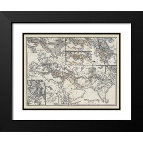 Middle East Asia Europe - Spruner 1865 Black Modern Wood Framed Art Print with Double Matting by Spruner