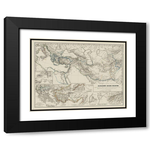 Middle East Alexander the Great - Spruner 1865 Black Modern Wood Framed Art Print with Double Matting by Spruner