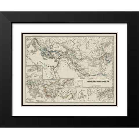 Middle East Alexander the Great - Spruner 1865 Black Modern Wood Framed Art Print with Double Matting by Spruner