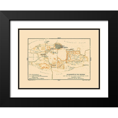 Memphis Egypt Africa - Baedeker 1913 Black Modern Wood Framed Art Print with Double Matting by Baedeker