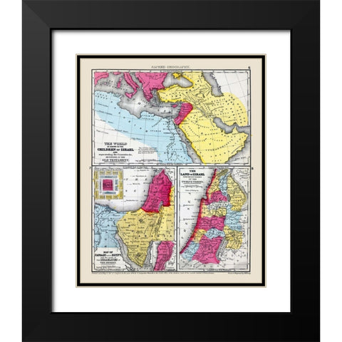 Sacred Geography Middle East - Mitchell 1844 Black Modern Wood Framed Art Print with Double Matting by Mitchell