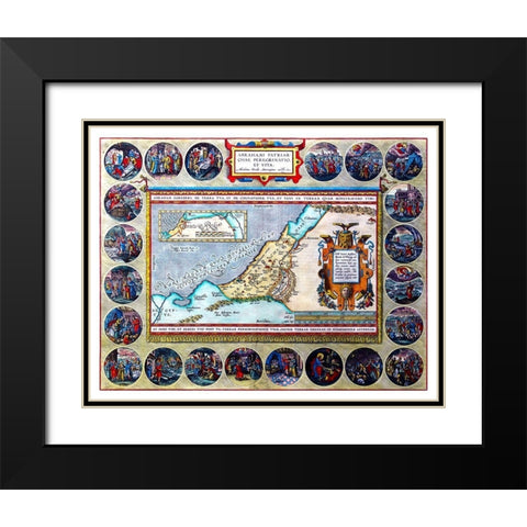 Travels of Abraham Middle East - Ortelius 1570 Black Modern Wood Framed Art Print with Double Matting by Ortelius
