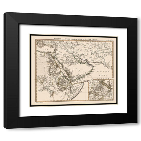 Middle East North Africa Arabia - Stieler 1848 Black Modern Wood Framed Art Print with Double Matting by Stieler