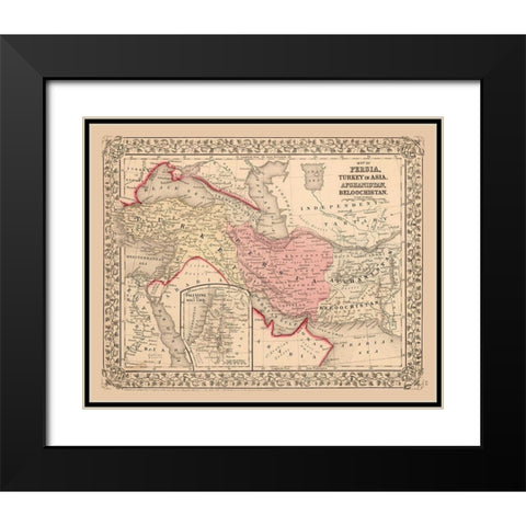 Middle East Turkey Persia Afghanistan Black Modern Wood Framed Art Print with Double Matting by Mitchell