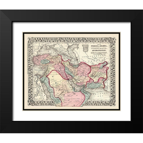 Middle East Turkey Persia Arabia Afghanistan Black Modern Wood Framed Art Print with Double Matting by Mitchell