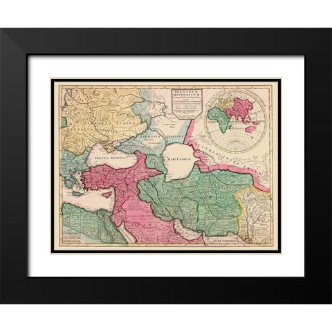 Middle East Europe - De Lisle 1712 Black Modern Wood Framed Art Print with Double Matting by De L''isle