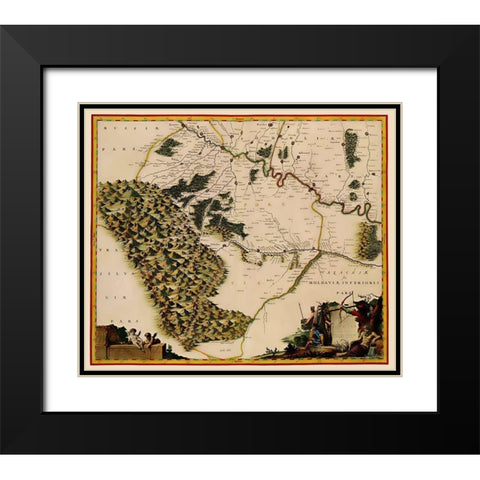 Eastern Europe Moldova Ukraine - Blaeu 1662 Black Modern Wood Framed Art Print with Double Matting by Blaeu