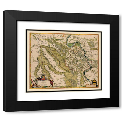 Moers County Germany - De Wit 1688 Black Modern Wood Framed Art Print with Double Matting by De Wit