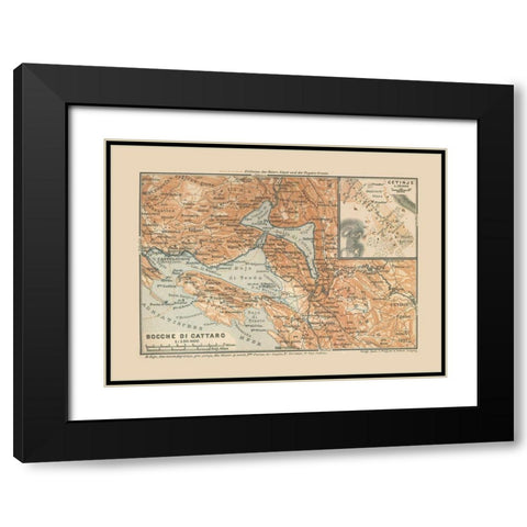 Europe Bay of Kotor Montenegro - Baedeker 1910 Black Modern Wood Framed Art Print with Double Matting by Baedeker
