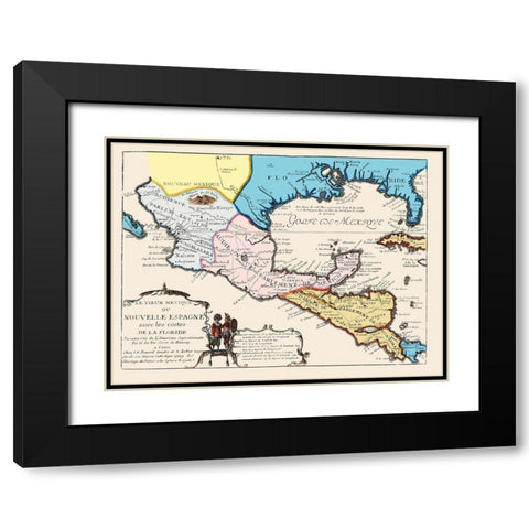 North America New Spain Mexico - 1702 Black Modern Wood Framed Art Print with Double Matting by Unknown