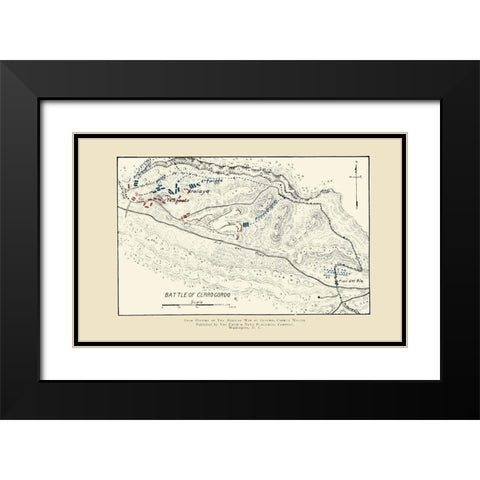 Cerro Gordo Battle 1892 Black Modern Wood Framed Art Print with Double Matting by Church News Publishing
