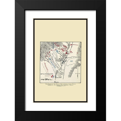 Buena Vista Mexico Battle Map 1892 Black Modern Wood Framed Art Print with Double Matting by Church News Publishing
