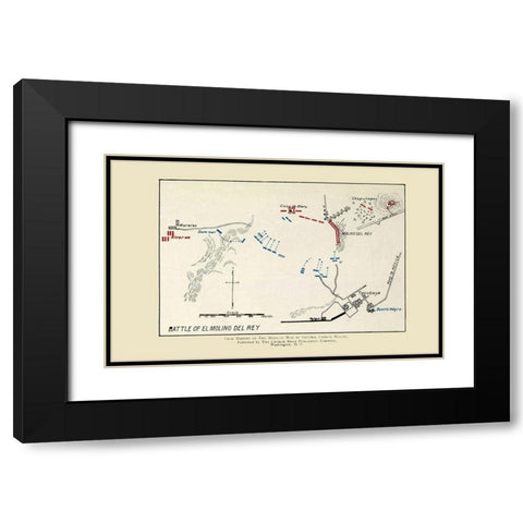 El Molino Del Rey Battle Map 1892 Black Modern Wood Framed Art Print with Double Matting by Church News Publishing