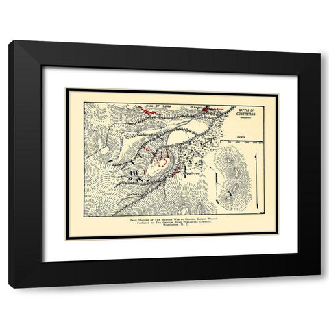 Mexico City Mexico Battle Aug. 19-20 1847 Black Modern Wood Framed Art Print with Double Matting by Unknown