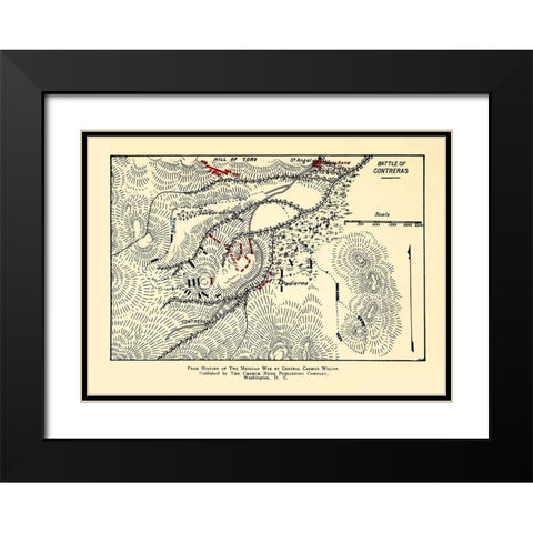 Mexico City Mexico Battle Aug. 19-20 1847 Black Modern Wood Framed Art Print with Double Matting by Unknown