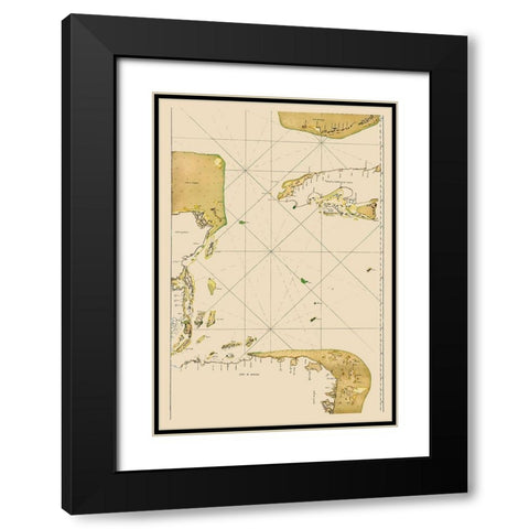 Caribbean Sea Mexico Honduras Cuba - 1700 Black Modern Wood Framed Art Print with Double Matting by Unknown