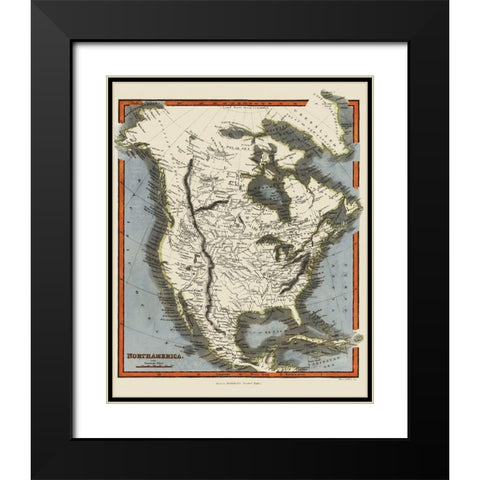 North America - Walker 1820 Black Modern Wood Framed Art Print with Double Matting by Walker
