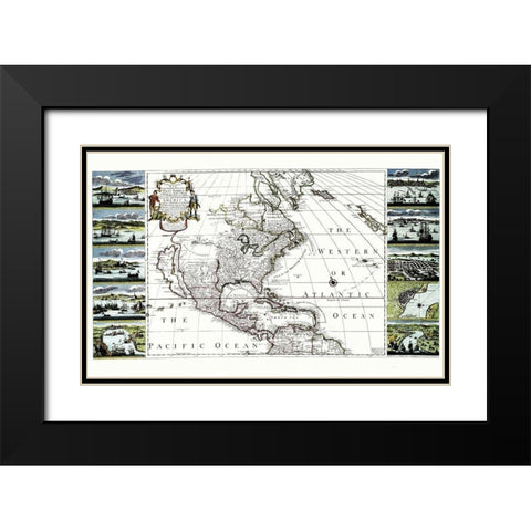 Caribbean West Indies British Empire America Black Modern Wood Framed Art Print with Double Matting by Overton