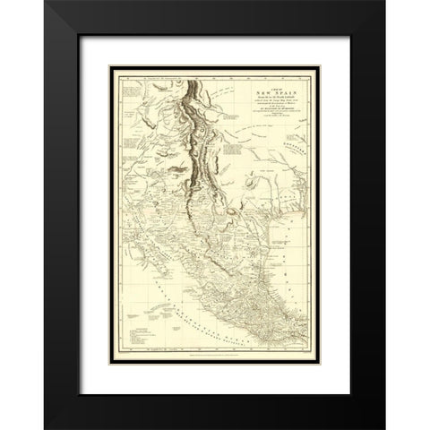 Caribbean New Spain Mexico with Indian Tribe Black Modern Wood Framed Art Print with Double Matting by Humboldt