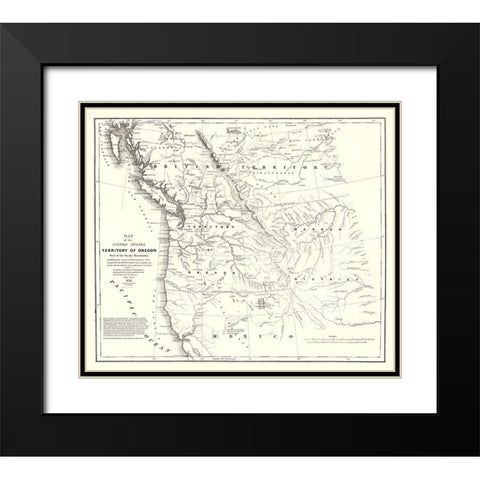 Oregon Territory United States - Stansbury 1838 Black Modern Wood Framed Art Print with Double Matting by Stansbury