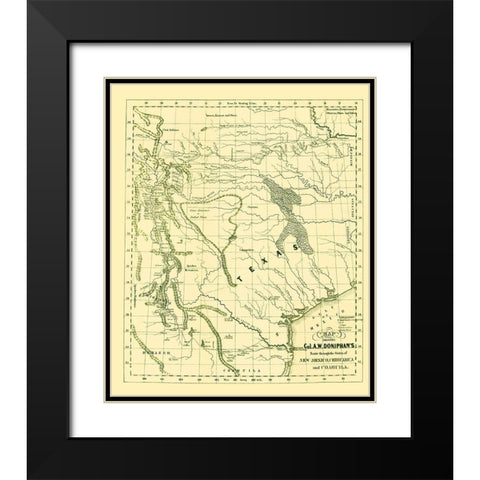 Route thru New Mexico Chihuahua Coahuila Mexico US Black Modern Wood Framed Art Print with Double Matting by Doniphan