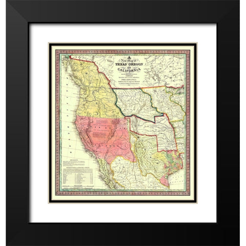 Texas Oregon California United States Black Modern Wood Framed Art Print with Double Matting by Mitchell