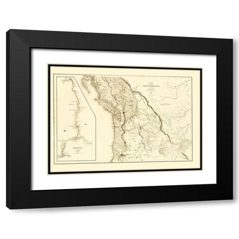 North America Oregon Territory United States Black Modern Wood Framed Art Print with Double Matting by Wilkes