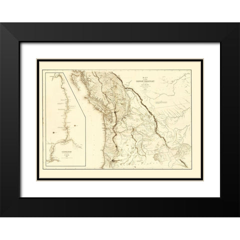 North America Oregon Territory United States Black Modern Wood Framed Art Print with Double Matting by Wilkes