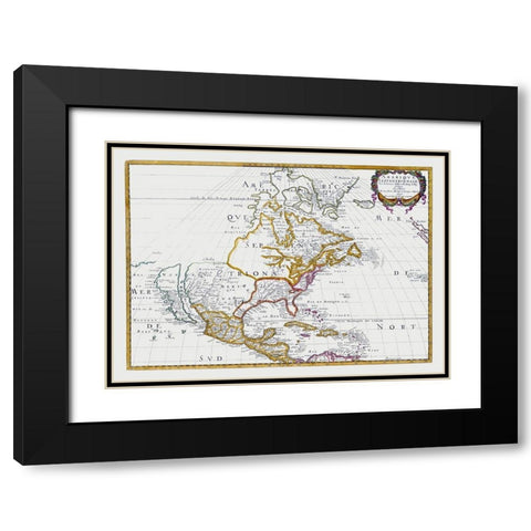 North America Mexico United States - Sanson 1650 Black Modern Wood Framed Art Print with Double Matting by Sanson