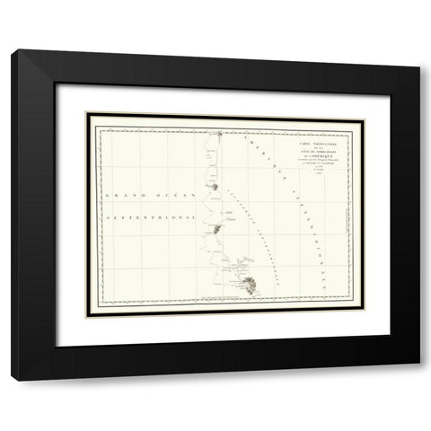 North America Western Coast - La Perouse 1786 Black Modern Wood Framed Art Print with Double Matting by La Perouse