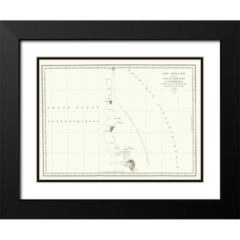 North America Western Coast - La Perouse 1786 Black Modern Wood Framed Art Print with Double Matting by La Perouse