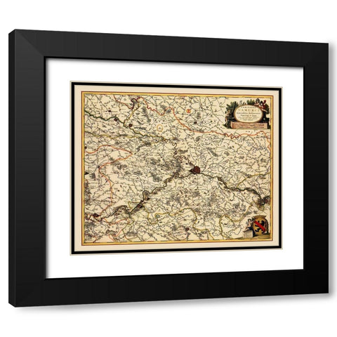 Namur Province Belgium Benelux - Visscher 1685 Black Modern Wood Framed Art Print with Double Matting by Visscher
