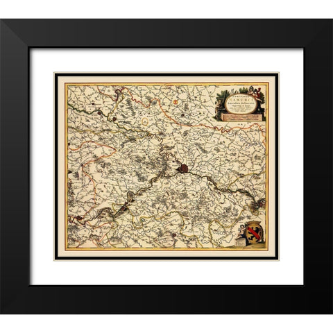 Namur Province Belgium Benelux - Visscher 1685 Black Modern Wood Framed Art Print with Double Matting by Visscher