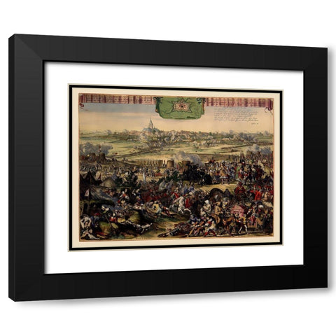 Naarden Siege Picture Netherlands - DeHooghe 1673 Black Modern Wood Framed Art Print with Double Matting by De Hooghe