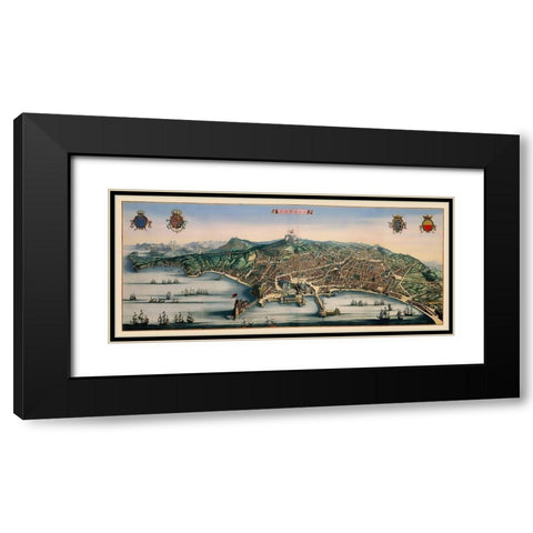 Naples Italy - Mortier 1704 Black Modern Wood Framed Art Print with Double Matting by Mortier