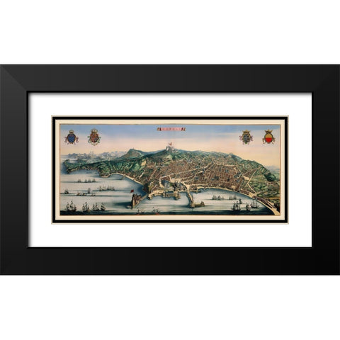 Naples Italy - Mortier 1704 Black Modern Wood Framed Art Print with Double Matting by Mortier