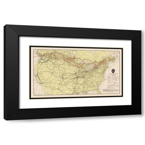 Canadian Pacific Railway with Connections 1912 Black Modern Wood Framed Art Print with Double Matting by Poole