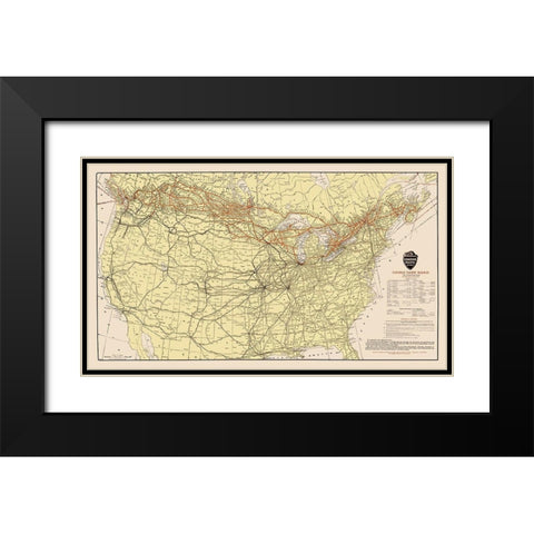Canadian Pacific Railway with Connections 1912 Black Modern Wood Framed Art Print with Double Matting by Poole