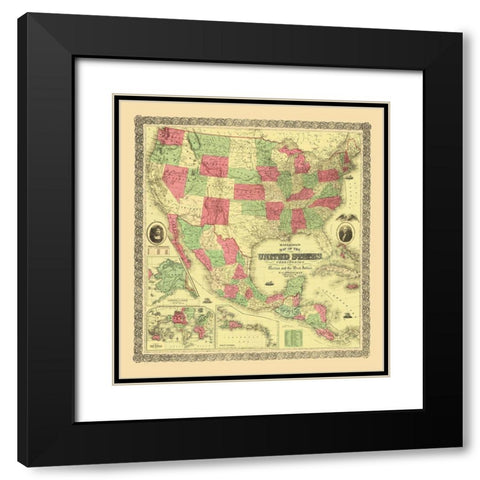 United States, Territories, Mexico, Caribbean 1872 Black Modern Wood Framed Art Print with Double Matting by Bridgman
