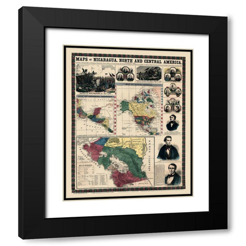 North Central America Nicaragua - Haven 1856 Black Modern Wood Framed Art Print with Double Matting by Haven
