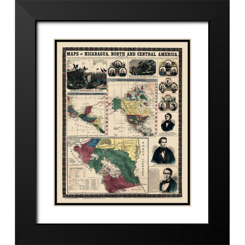 North Central America Nicaragua - Haven 1856 Black Modern Wood Framed Art Print with Double Matting by Haven