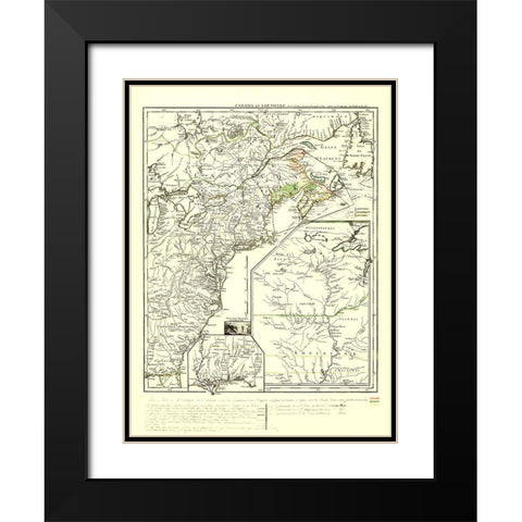 North America Eastern Coast United States Canada Black Modern Wood Framed Art Print with Double Matting by Le Rouge