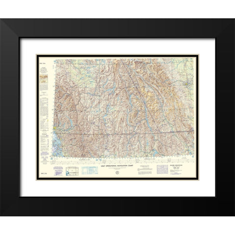Selkirk Mountains Aeronautical Sheet - USAF 1963 Black Modern Wood Framed Art Print with Double Matting by USAF