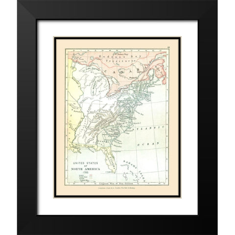 North America in 1783 United States Canada Black Modern Wood Framed Art Print with Double Matting by Gardiner